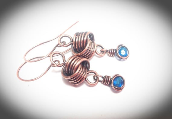 Wire Jewelry. Copper Wire Earrings.birthstone Earrings Copper