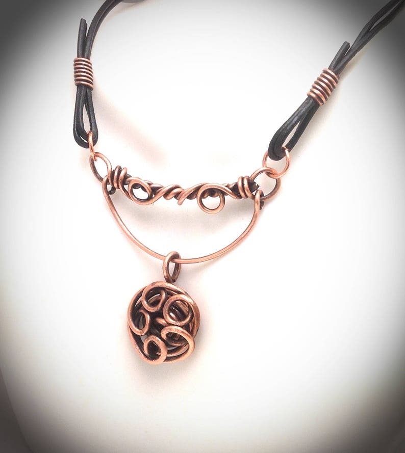 Wire Wrapped Jewelry Wire Necklace Copper Scribble Pendant Etsy UK