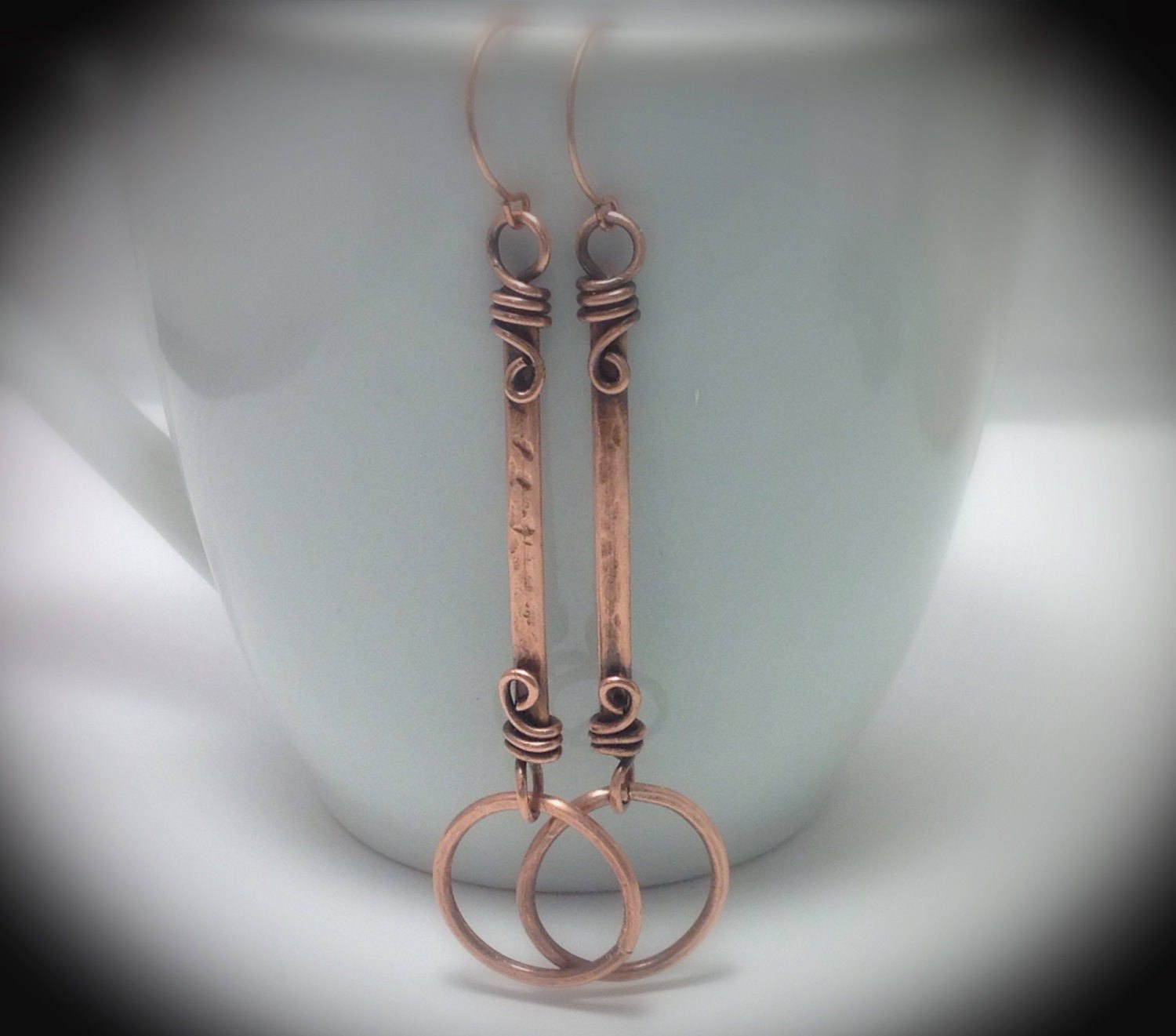 Hanging Earrings Copper Wire Jewelry. Antiqued Copper Wire Etsy