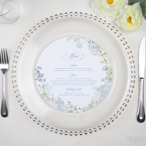 Set of 50 Round Menus - 8 inch Round Wedding Menu Card for Charger