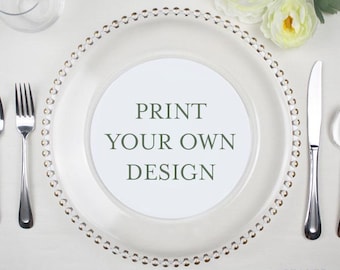 PRINT YOUR OWN 8-inch Round Wedding Menu Card- Printed for Charger