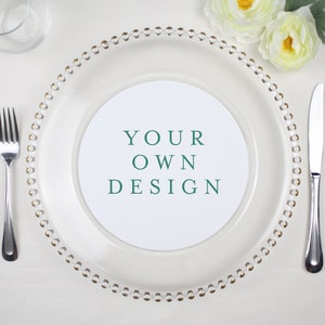 YOUR OWN DESIGN 8 inch Round Wedding Menu Card Printed for Charger