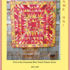 Flamme allumée ! - Premier de la série de motifs de courtepointe bleu nickel élémentaire - Mettant en vedette le feu - Téléchargement PDF