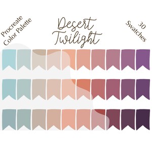 Desert Twilight color palette, Procreate color palette, HEX codes
