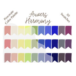 Auvers Harmony color palette, Procreate color palette, HEX codes