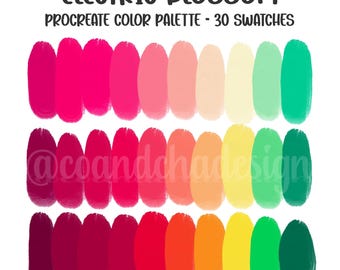 Electric Blossom - Paleta de colores para Procreate: 30 muestras, códigos HEX, descarga digital