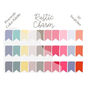 Rustic Charm color palette, Procreate color palette, HEX codes