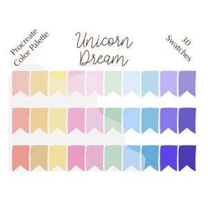 Unicorn Dream color palette, Procreate color palette, HEX codes