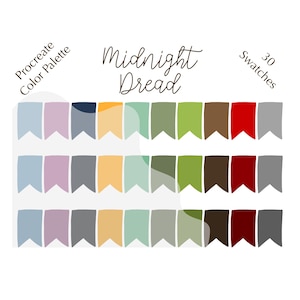 Midnight Dread color palette, Procreate color palette, HEX codes