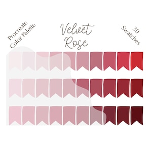 Velvet Rose color palette, Procreate color palette, HEX codes