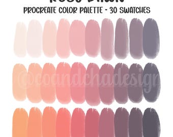 Rosy Dawn - Procreate Color Palette: 30 Swatches, HEX Codes, Digital Download