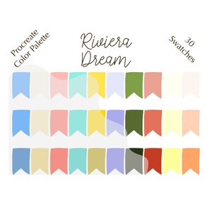Riviera Dream color palette, Procreate color palette, HEX codes