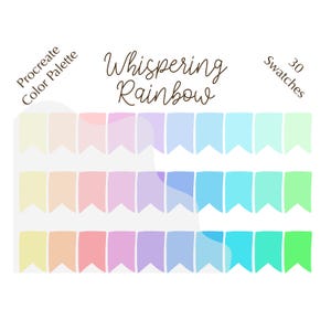 Whispering Rainbow color palette, Procreate color palette, HEX codes