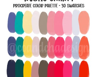 Encanto rústico - Paleta de colores Procreate: 30 muestras, códigos HEX, descarga digital