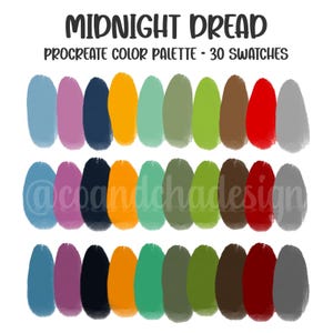 Midnight Dread - Procreate Farbpalette: 30 Farbpaletten, HEX-Codes, digitaler Download