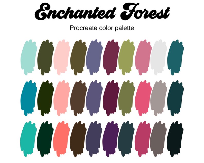 Enchanted Forest Color Palette, Procreate Color Palette, HEX Codes - Etsy