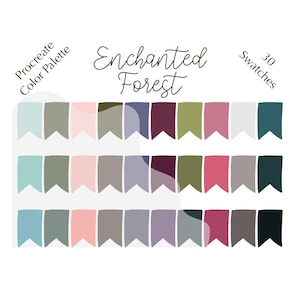 Enchanted Forest color palette, Procreate color palette, HEX codes