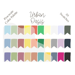 Urban Oasis color palette, Procreate color palette, HEX codes