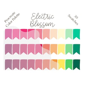 Electric Blossom color palette, Procreate color palette, HEX codes