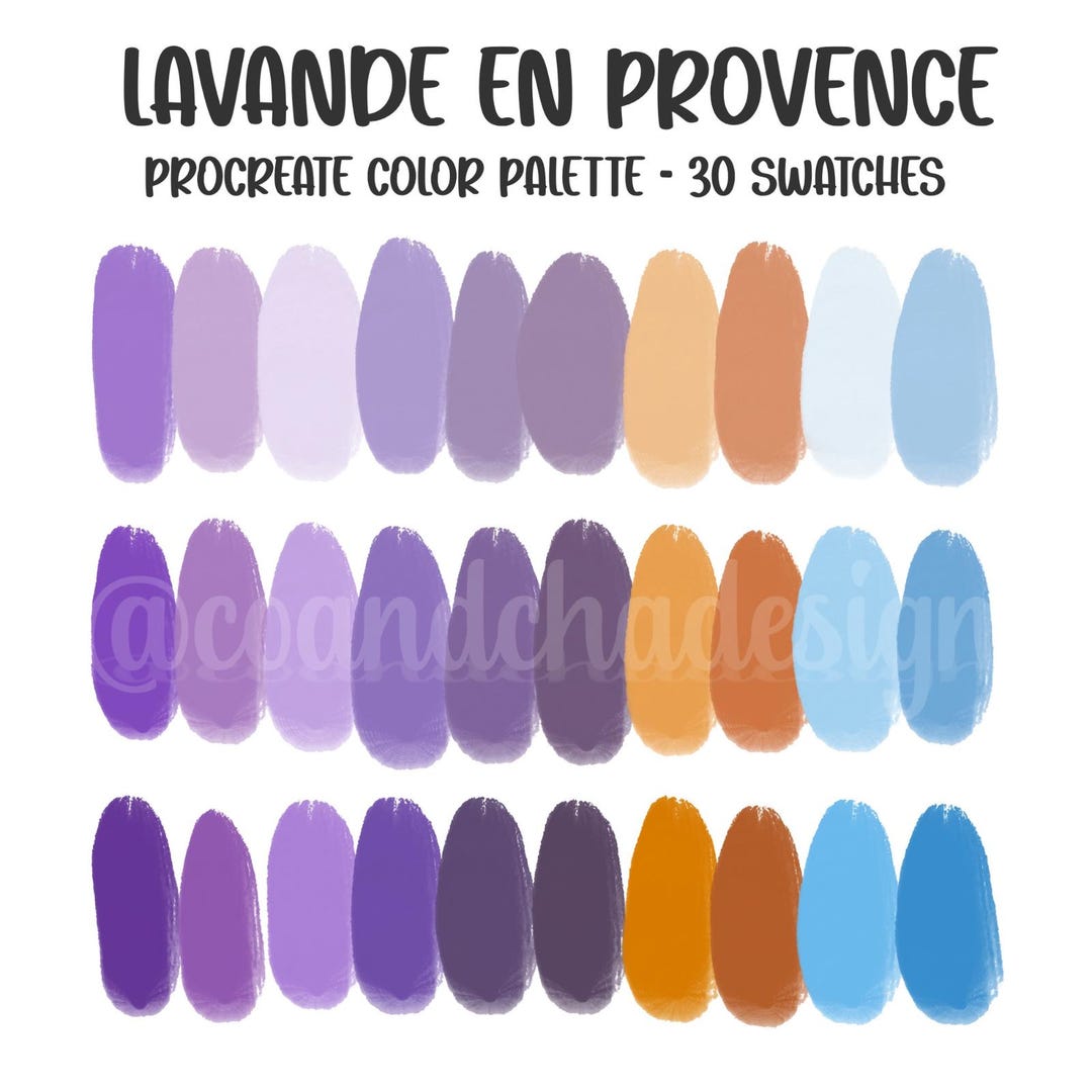 Lavande En Provence - Procreate Color Palette: 30 Swatches, HEX Codes ...