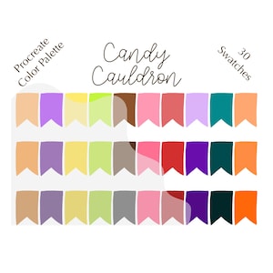 Candy Cauldron color palette, Procreate color palette, HEX codes