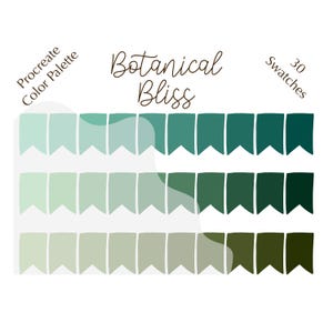 Botanical Bliss color palette, Procreate color palette, HEX codes