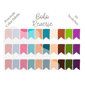 Boho Reverie color palette, Procreate color palette, HEX codes