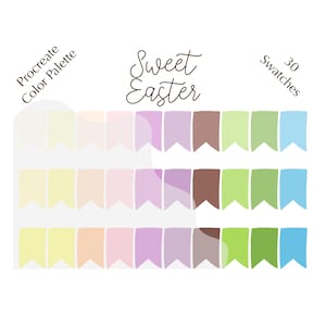 Sweet Easter color palette, Procreate color palette, HEX codes