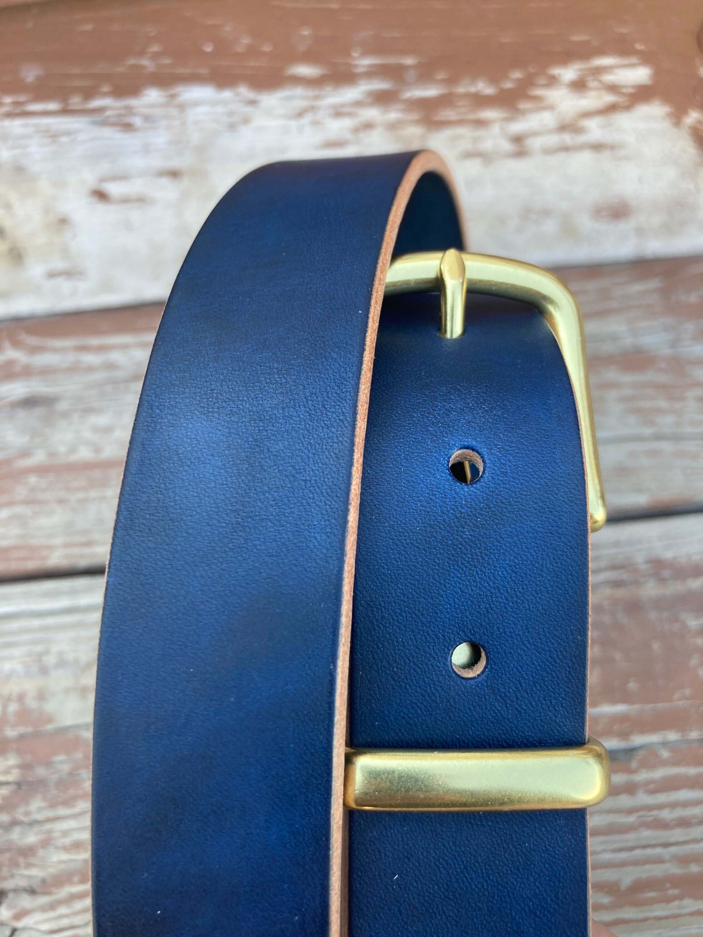 Natural Indigo Leather Belt Wickett & Craig Veg Tan Leather Etsy
