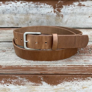 Horween Leather Belt - Natural Chromexcel - 1-1/2&quot; 1.5&quot; - Solid Brass Buckle