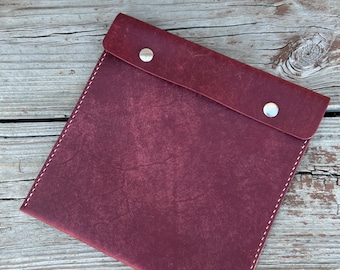 Flat Utility Pouch - Italian Leather - Burgundy - Conceria MPG