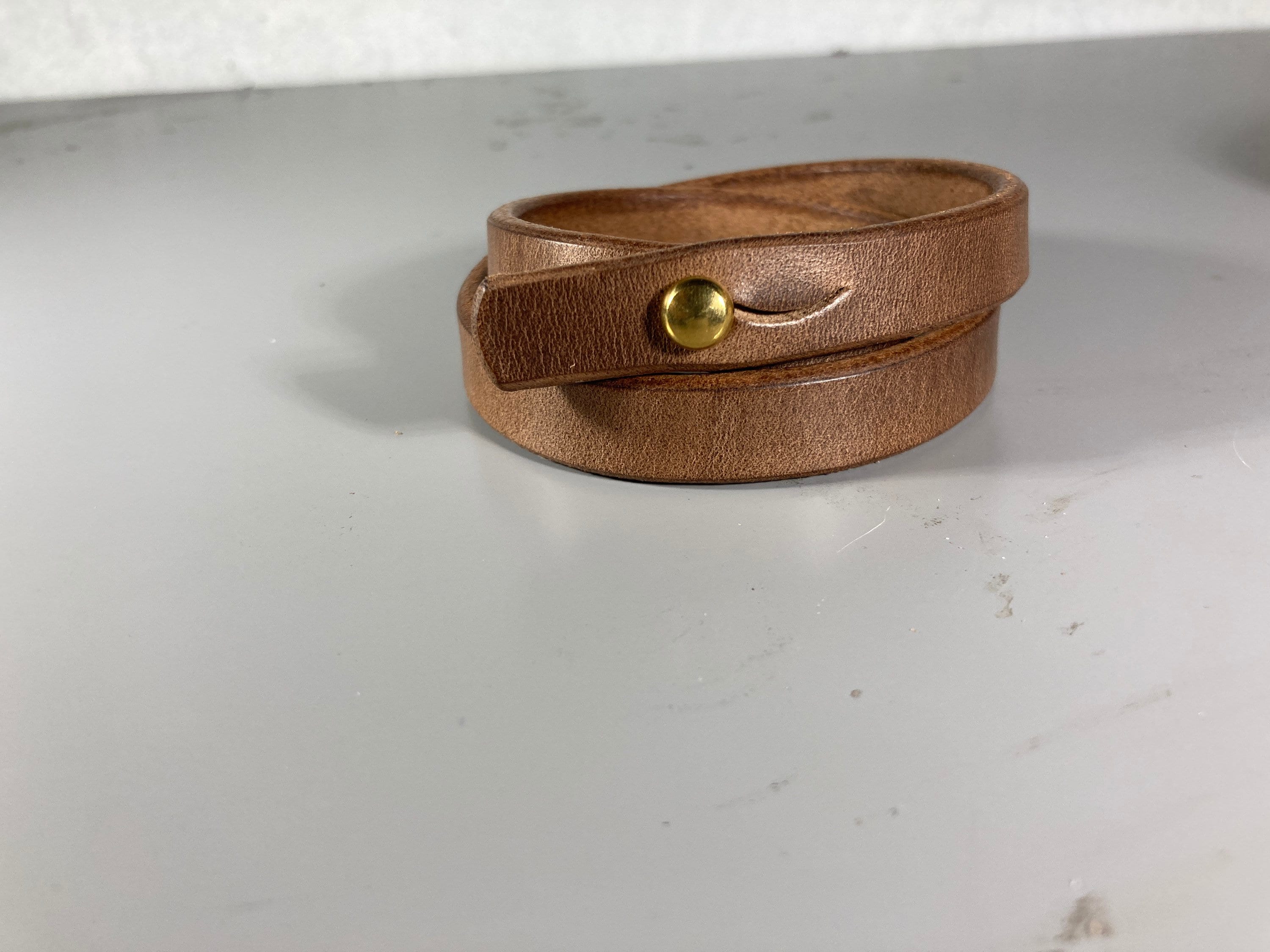 【ハンドメイド】レザーブレスレット　クロムエクセル×ヌメ革 リバーズレザーブレスレット - ホーウィン社製クロムエクセル - 米国製