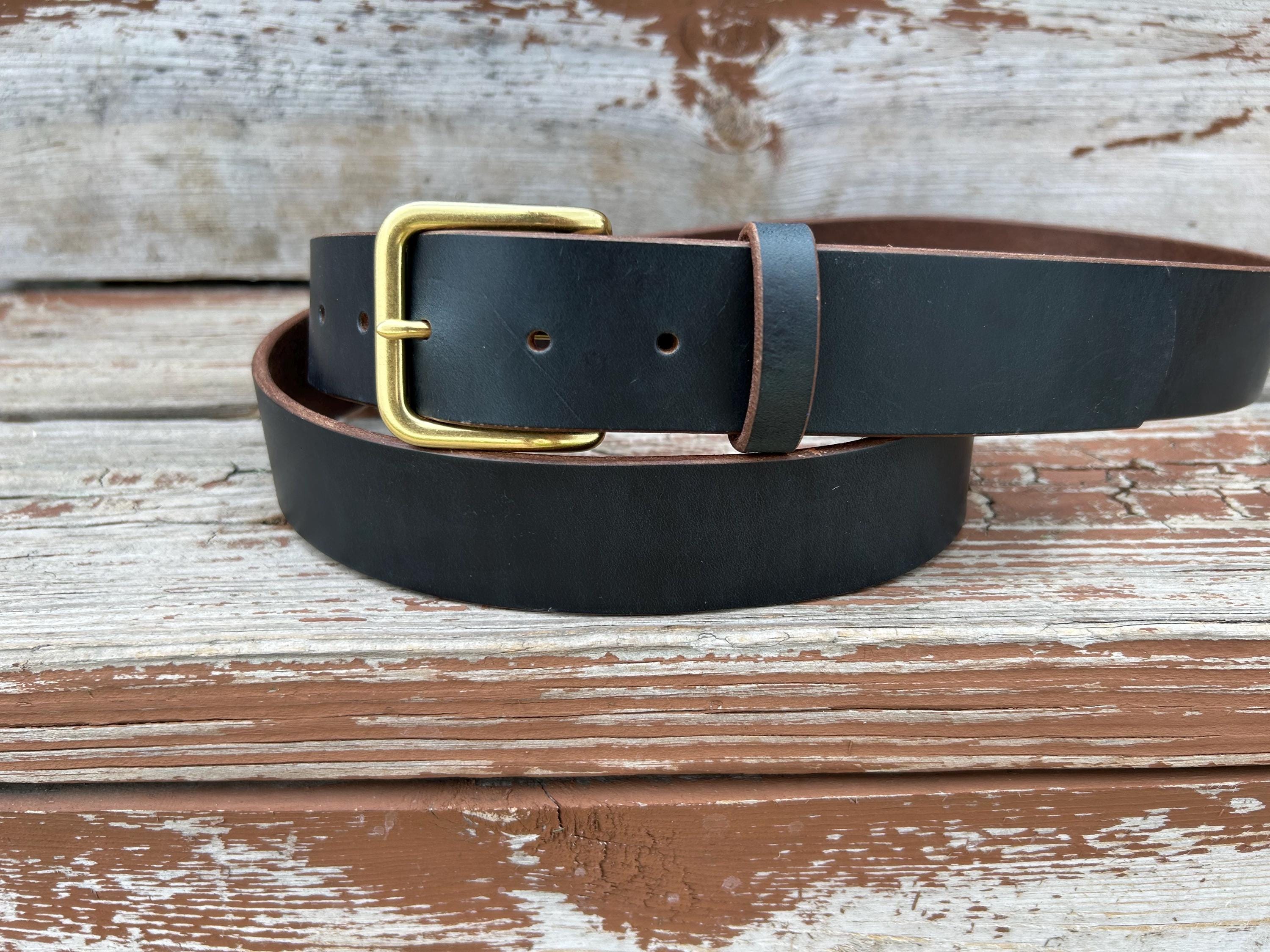 Horween Chromexcel Leather Belt: SECONDS, Solid Brass Buckle, 1-1 Horween Chromexcel Leather Belt: SECONDS, Solid Brass Buckle, 1-1