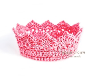 Crocheted Girls Crown, Baby Princess Crown, Baby Girl Crown, Newborn Crown, Pink Crown, Hand Crocheted Girls Crown, RoyalCrownHandmade