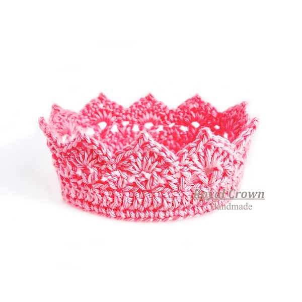 Crocheted Girls Crown, Baby Princess Crown, Baby Girl Crown, Newborn Crown, Pink Crown, Hand Crocheted Girls Crown, RoyalCrownHandmade