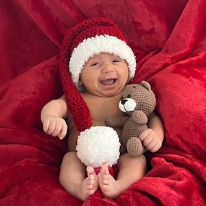 Baby Santa Hat, Newborn Santa Hat, Baby Christmas Hat, Baby First Christmas Hat, Crochet Santa Hat, Newborn photo prop, RoyalCrownHandmade