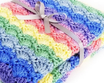 Rainbow Baby Blanket, Crochet Baby Blanket, Crochet Newborn Boy Blanket, Baby Crochet Blanket, Knit Baby Blanket, RoyalCrownHandmade
