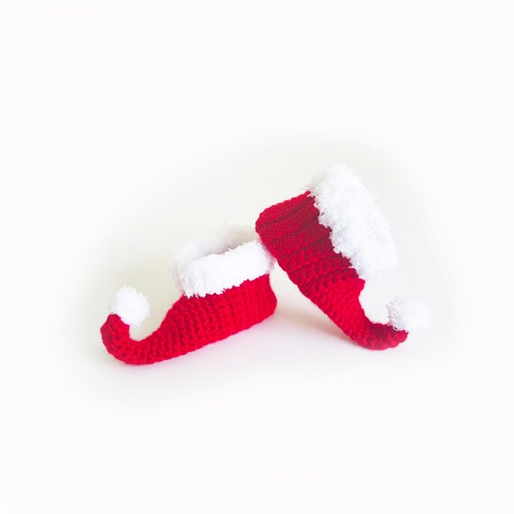 Baby Elf Slippers Crochet Baby Booties Red Elf Shoes Elf Booties Christmas Shoes Newborn Photo Prop Elf Costume Royalcrownhandmade Etsy