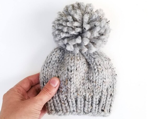 Newborn Pom Pom Hat Chunky Knit Beanie 