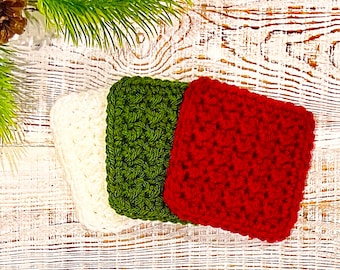 Christmas Coasters Crochet Pattern, Holiday Decor (DIGITAL DOWNLOAD)