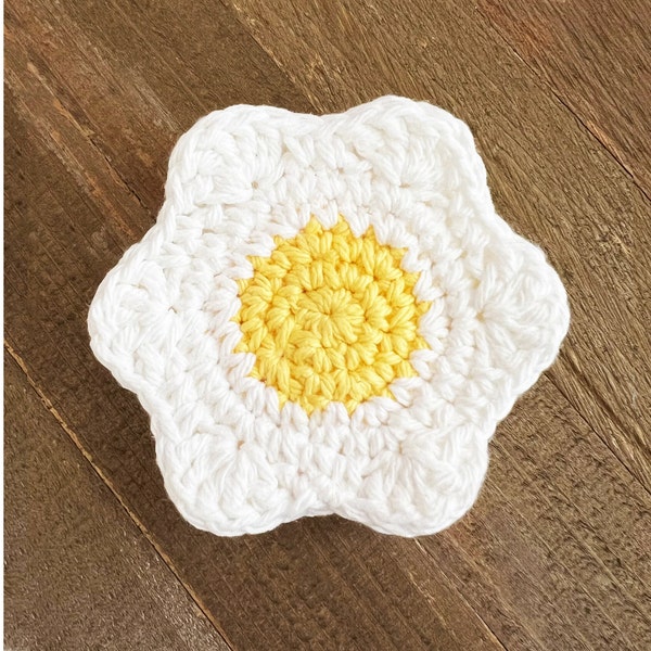 Sunny Side Up Egg Crochet Pattern, Farmhouse Chicken Egg, Fried Egg, Crochet Coaster, Easy Pattern, Instant Digital Download Pattern PDF