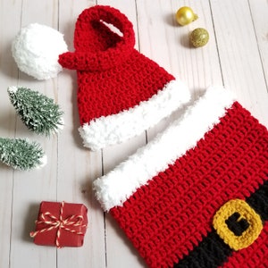 Baby Santa Hat and Cocoon, Crochet Santa Hat & Swaddle Sack Set, Christmas Costume, Newborn Photo Prop, RoyalCrownHandmade