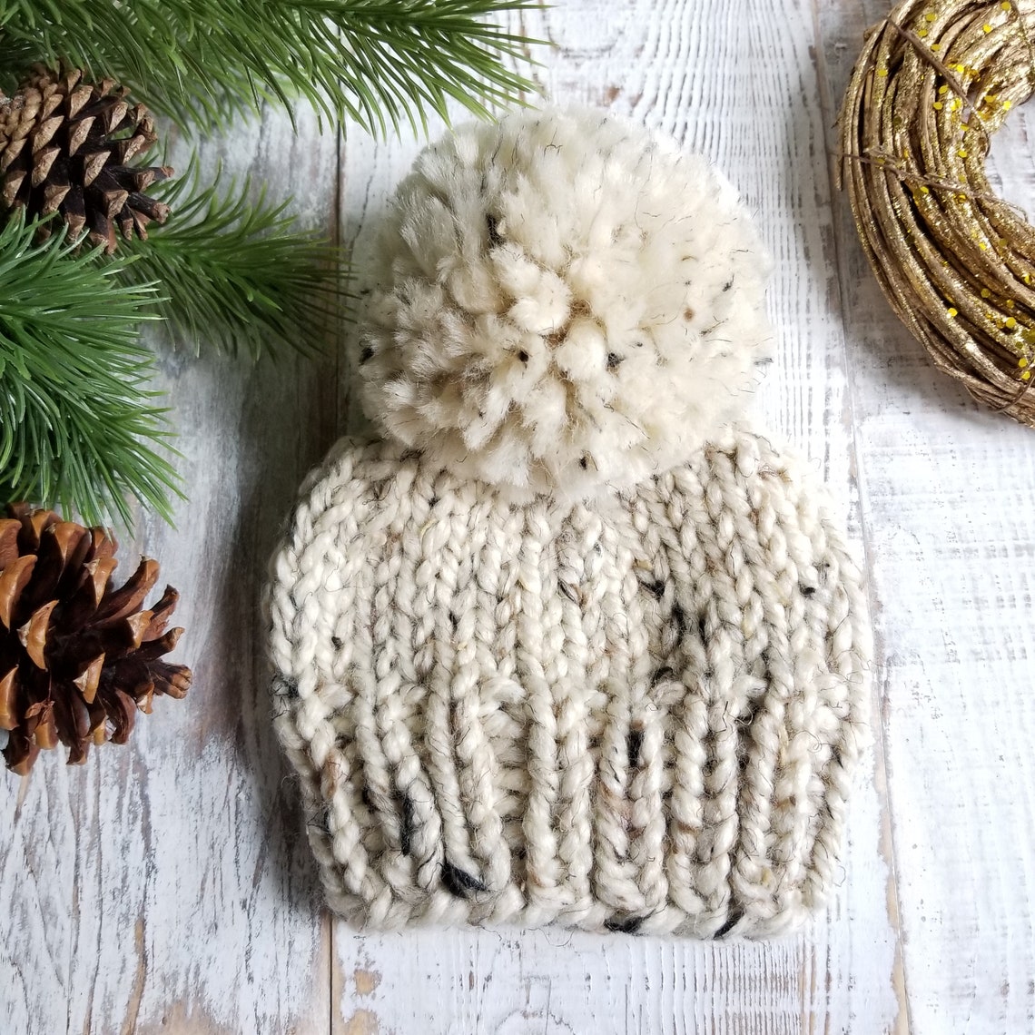 thumbnail interactive-video image 1 of Baby Winter Warm Knitted Hat With Pom Pom – Ribbed Beanie For Boy Girl, 0-3 Months 1 of 4