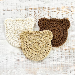 Crochet Bear Coasters, Crochet Pattern, Teddy Bear Coasters, Baby Shower Gift, Easy Patterns, DIGITAL DOWNLOAD ONLY