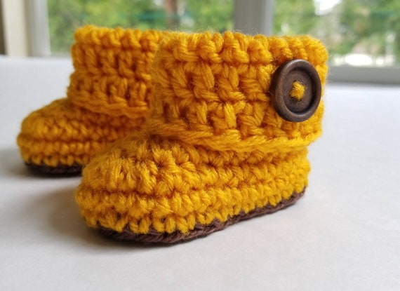 Baby Booties Crochet Newborn Shoes Mustard Baby Shoes for | Etsy