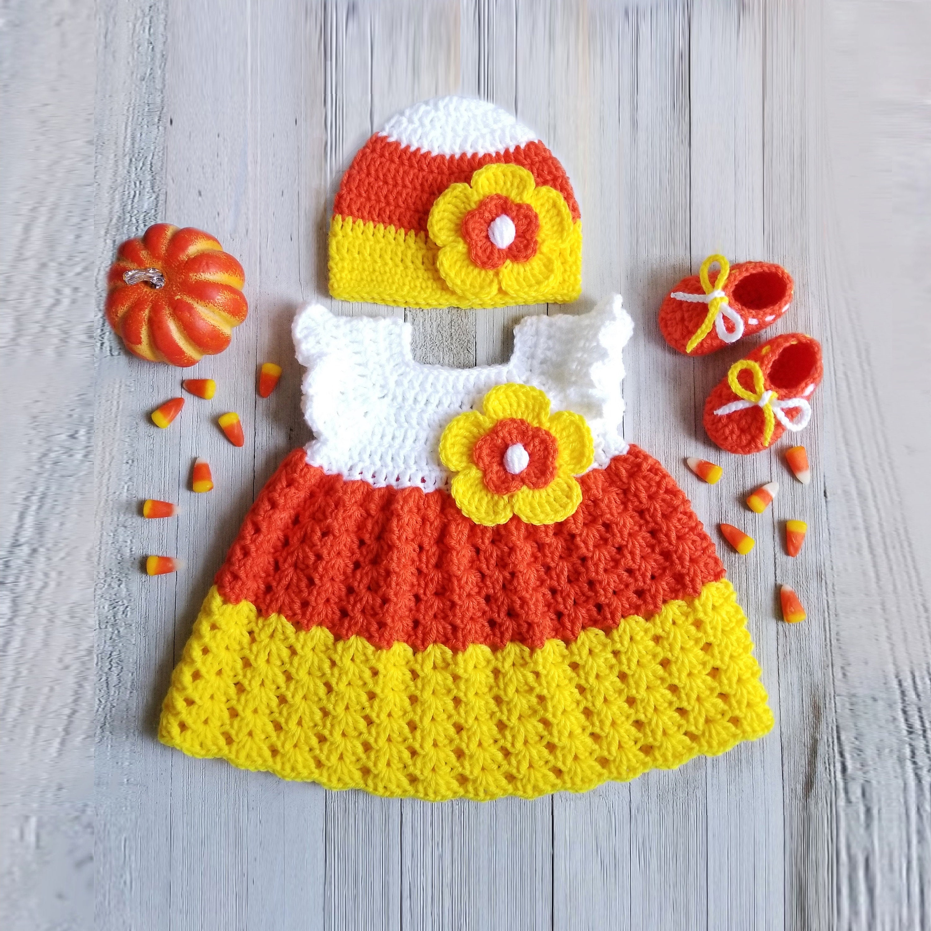 Candy corn crochet dress pattern deals