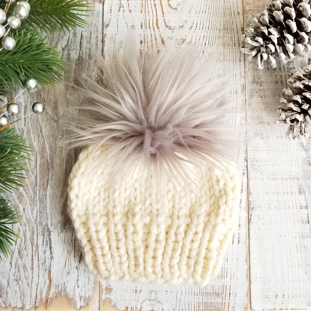 Newborn Winter Hat Newborn Pom Pom Hat Chunky Knit Beanie Etsy