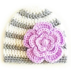 Gorro para niña recién nacida, gorro con flores, gorro de crochet para niña, accesorio para fotos de recién nacida, RoyalCrownHandmade