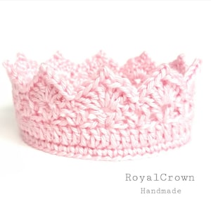 Baby Princess Crown, Baby Girl Crown, Newborn Crown, Baby Tiara Headband, Pink Crown for Girls, First Birthday Crown, Crocheted Girls Crown