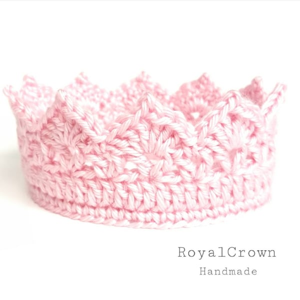 Baby Princess Crown, Baby Girl Crown, Crochet Crown Newborn, Pink Crown for Girls, RoyalCrownHandmade